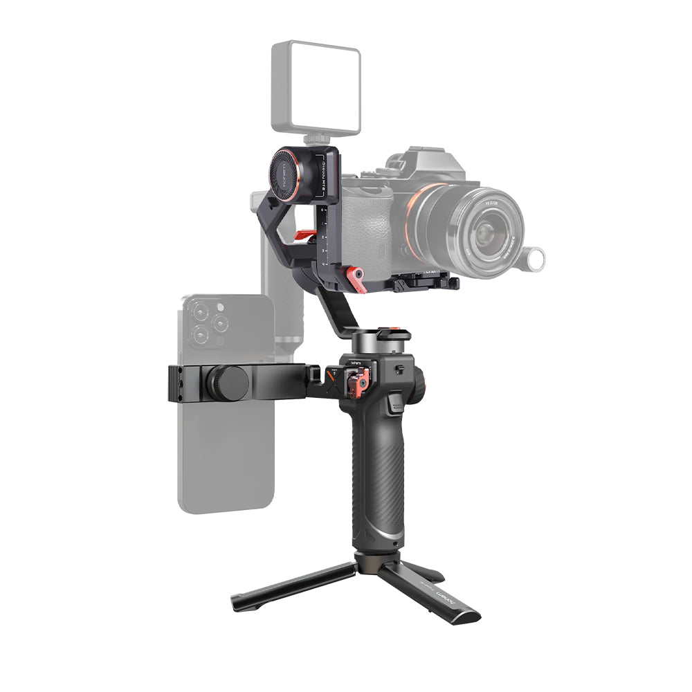 Hohem iSteady MT2 Kit 4-in-1 Camera Gimbal with 3-Axis Stabilizer, Built-in AI Tracker, Magnetic Fill Light CCT/RGB for  Compact Camera, Action Camera, Smartphone, Sony ZV-E10, A7S III, FX3, A6000, Canon EOS R5, R8, Nikon Z7 II, Z50