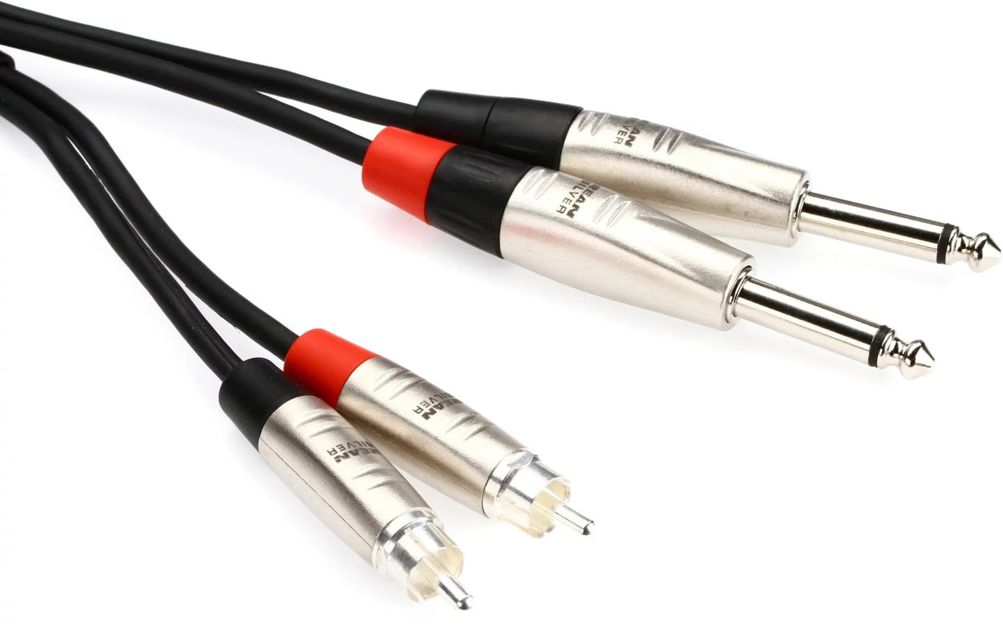 Hosa Technology HPR-003X2 Dual 1/4" TS Male to Dual RCA Male Stereo Audio Cable (3')