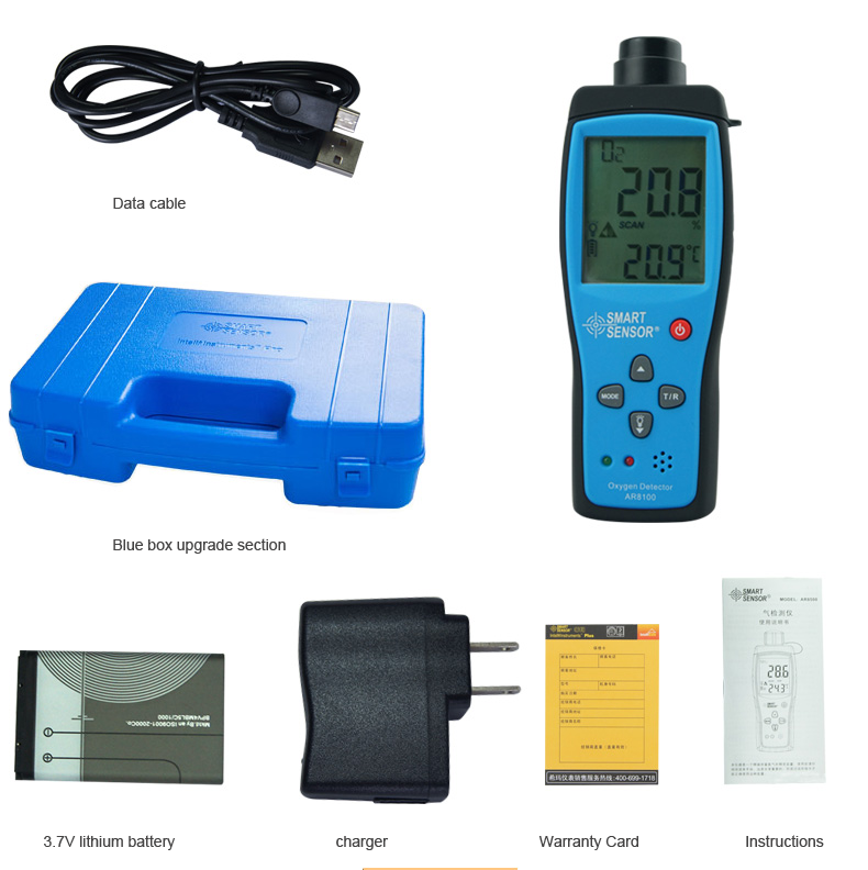 Smart Sensor AR8100 Handheld Precision Oxygen Detectors O2 Meter Tester  