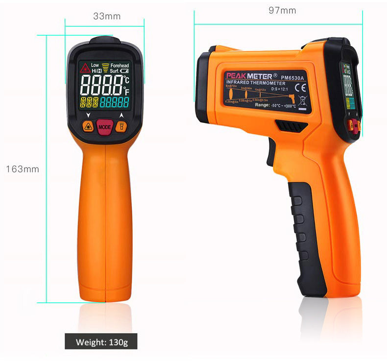 Mickcara Infrared Thermometer Non-Contact Temperature Meter Gun - 50~600°C Handheld Digital Industrial Outdoor Laser Pyrometer Thermometer 00415-1
