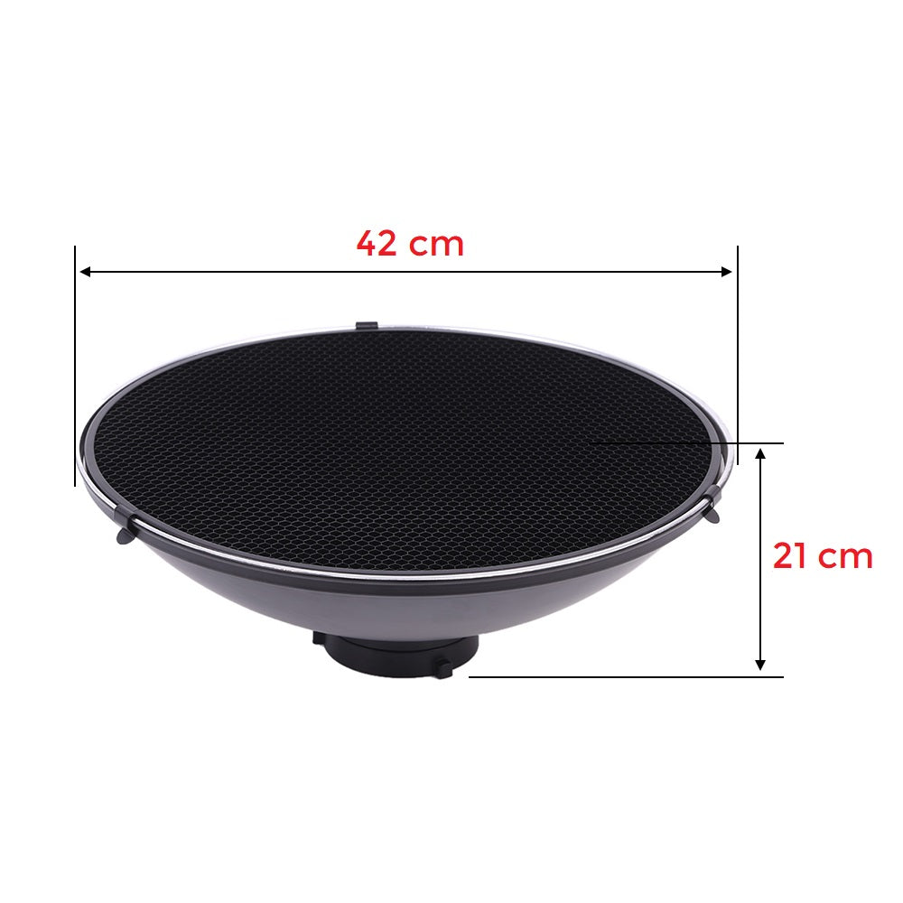 Pxel 420mm Beauty Dish Reflector with Honeycomb Grid Diffuser
