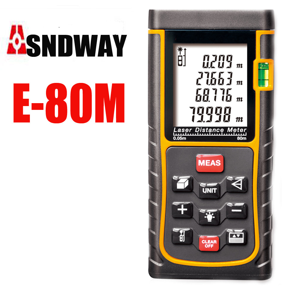 SNDWAY Laser Distance Meter SW-E80 80m 262ft digital Rangefinder Measure Distance/Area/volume Angle Laser tape tester