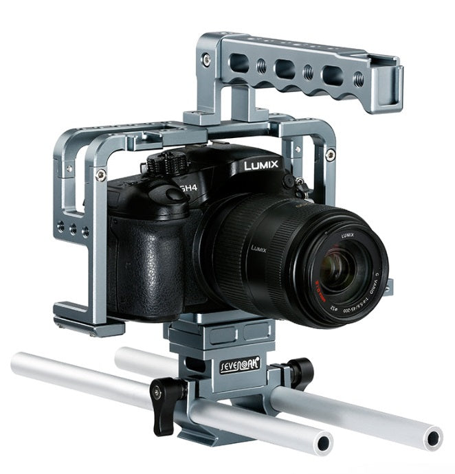 Sevenoak SK-GHC20 Aluminum Camera Cage with Top Handle Grip and Shoe Mount 15mm Rods for Camera Rig Panasonic Lumix DMC-GH3, GH4