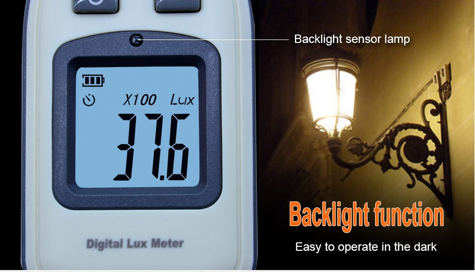 Benetech GM1010 Digital Light Lux Meter Range: 0-200,000 Illuminance Meter
