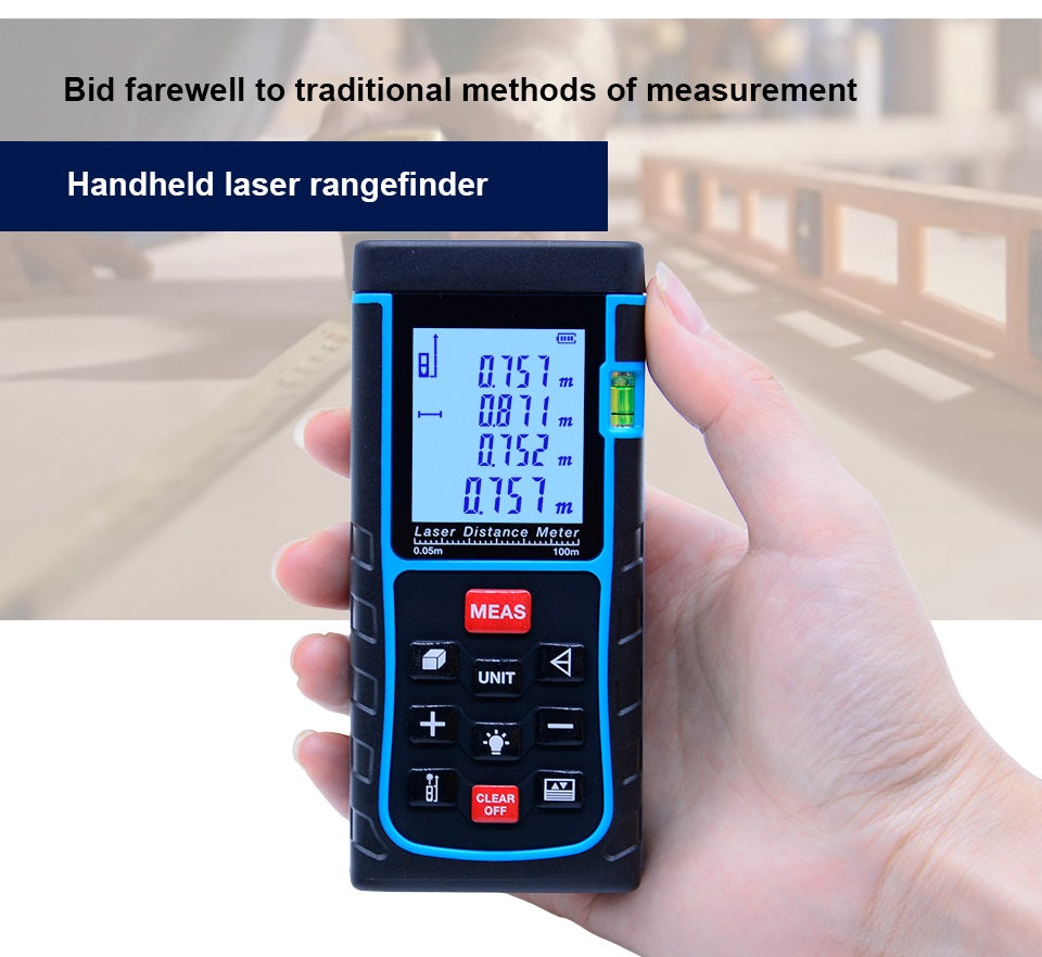 SNDWAY SW-E100 Laser Distance Meter 100M Rangefinder Measure Device Ruler Tool