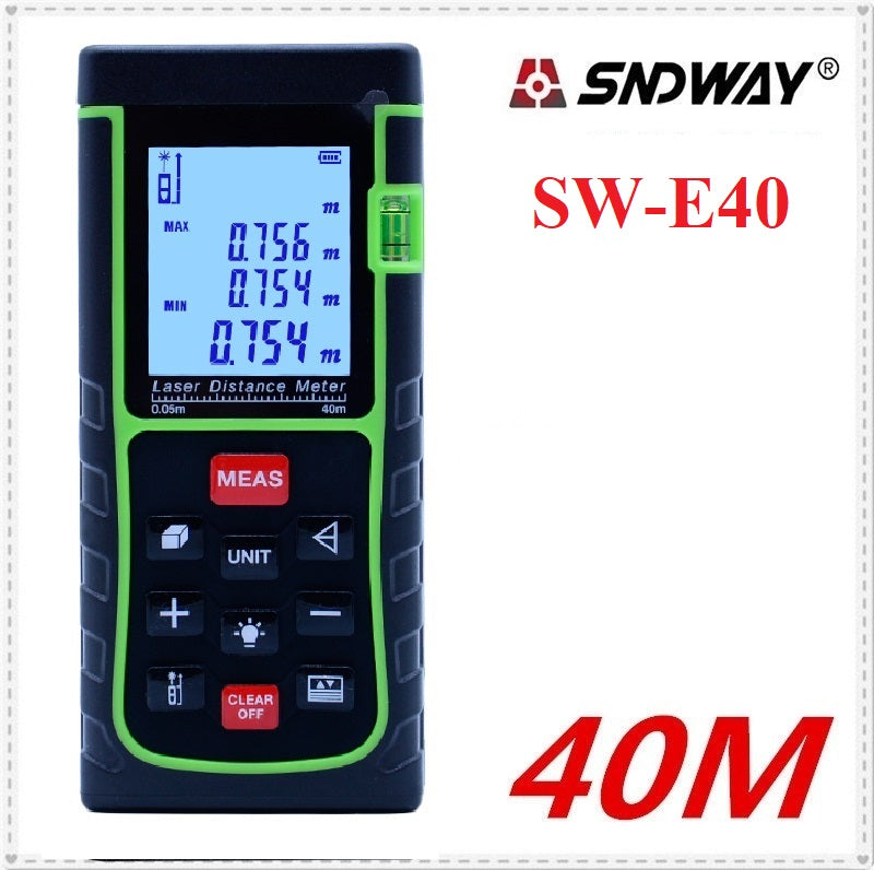 SNDWAY SW-E40 Laser Distance Meter 40m Rangefinder Measure Device Ruler Tool