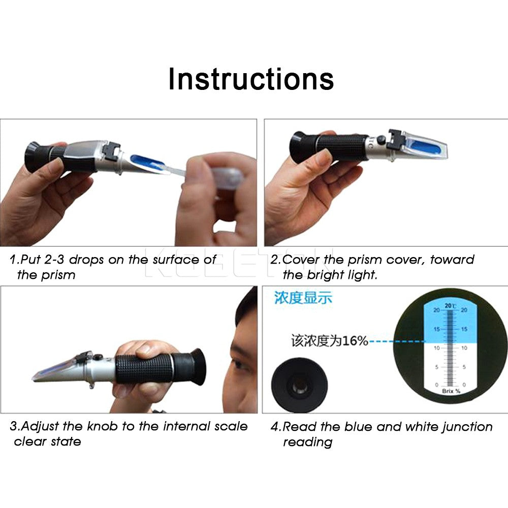 Eagletech BRIX 58-92 ATC Hand held Brix 58-92% Refractometer Sugar Honey Beer Wine Fruit