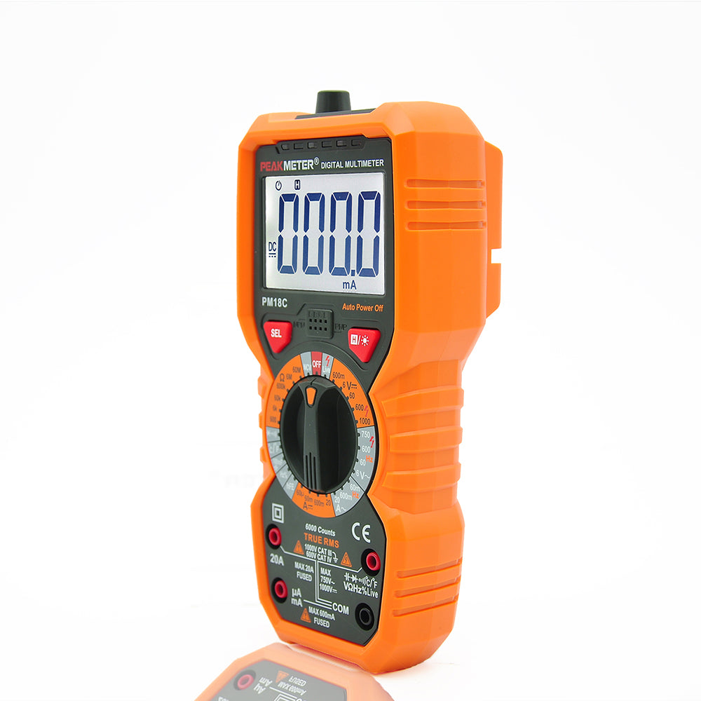 PeakMeter PM18C Digital Multimeter Measuring Voltage Current Resistance Capacitance Frequency Temperature NCV Live Line Tester
