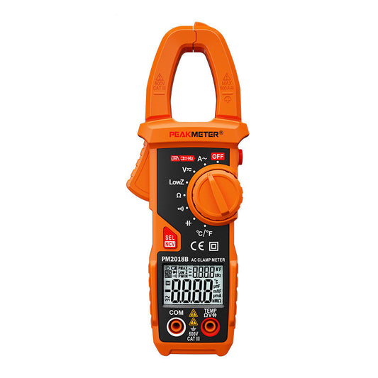 Peakmeter PM2018B Digital Clamp Meter Tester Handheld LCD Multimeter Auto Range Voltage Current Resistance Frequency Temperature