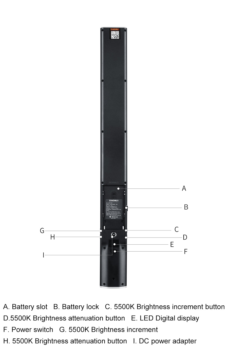 Yongnuo YN360S Handheld LED Video Light Wand Bar Stick 5500K Dimmable Photography Studio Light