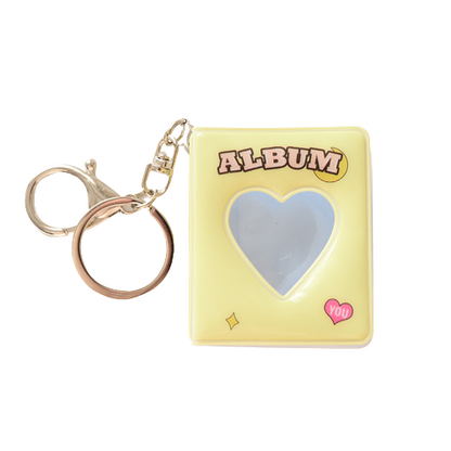 [CLEARANCE] Pikxi Cute Mini Photo Album Keychain 16 pockets 1.5 x 2" ID Picture Holder Book (White)