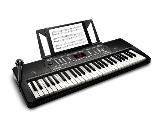 Alesis Harmony 54 Electronic Digital 54 Key Keyboard with Synth Action Built-In Speakers 3.5mm Audio Input / Output and 300 Sound Presets (Microphone Included)