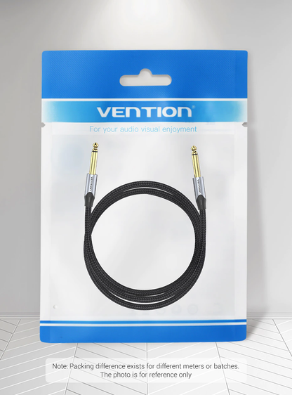 [CLEARANCE] Vention 6.5mm Jack Male to 6.5mm Jack Male Cotton Braided Gold Plated 2-Meters (BAS) Audio Cable for Musical Instruments, Speakers, Amplifiers, Mixers