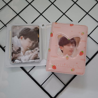 Pikxi 41 Pockets Cute Butterfly Mini Instant Film Photo Album with 20 Pages Transparent for FUJIFILM Instax Mini Film Camera, Picture and Card Holder | AMH40-12 HOLLOW BUTTERFLY-STRAWBERRY