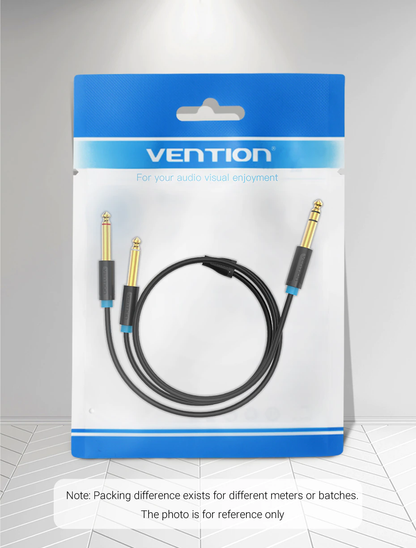 Vention TS 6.5mm Male to Dual 6.5mm (L/R) Male Gold Plated (BAT) Audio Cable for Musical Instruments, Speakers, Mixers, Amplifiers (Available in 1M, 2M, 3M, and 5M)