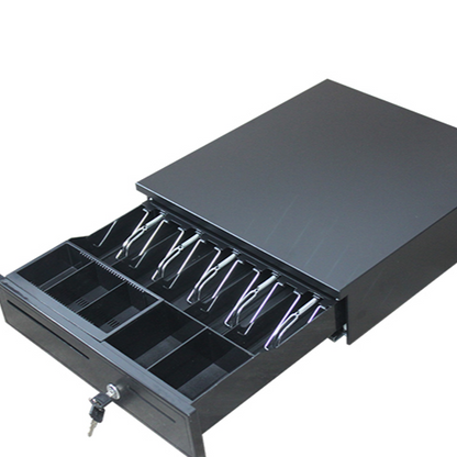 LogicOwl OJ-405B Full Metal Cash Register Drawer Box for POS Printers RJ11 | 5 Bill, 5 Coin Tray, 1 Detachable Coin Tray with 2 Keys