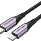 Vention USB Type C to Lightning Fast Charging Power Delivery Cable with 480 Mbps Data Speed MFi Certified Chip and Nylon Braided Cord (Grey, Purple) | (1M, 1.5M, 2M) | TAC