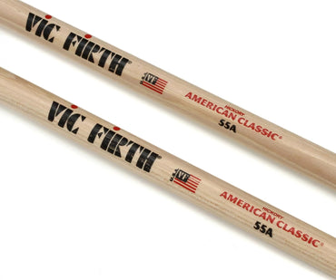 Vic Firth American Classic 55A Hickory Wood Tear Drop Tip Drumsticks (Pair) Drum Sticks for Drums and Percussion