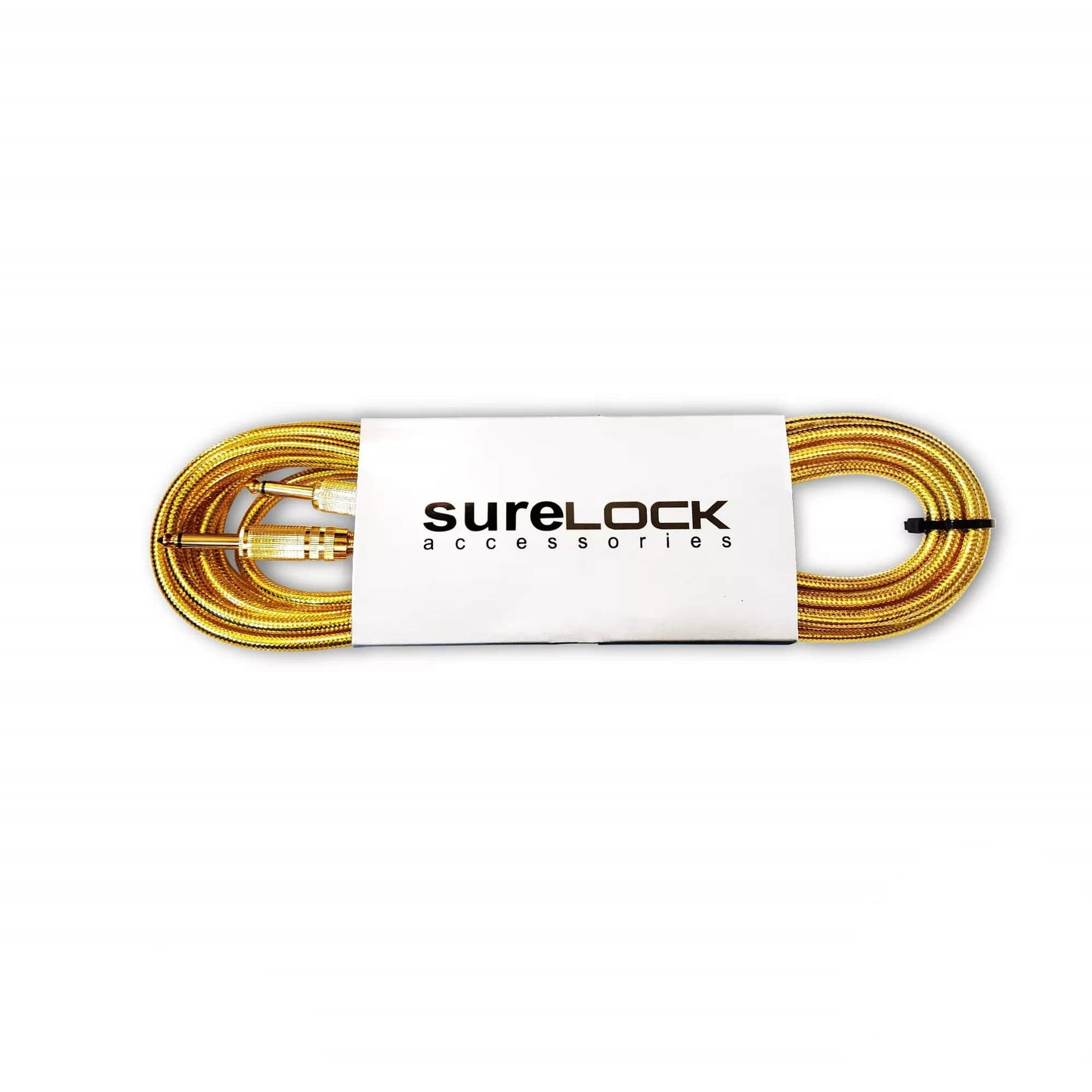 Surelock 20ft Nylon Braided Instrument Cable with 1/4-inch Male to Male Plugs for Guitars and Keyboards (Gold)