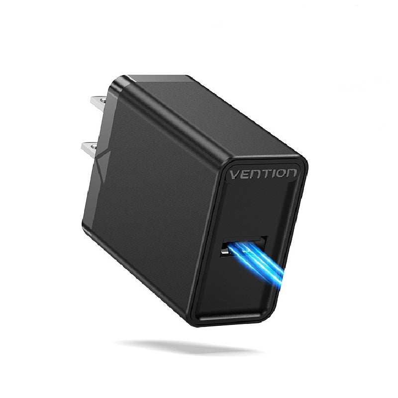 Vention 12W USB Single Port Fast Charge Wall Charger for Phone Tablet and Other Devices (US Plug) (Black, White) | FAA