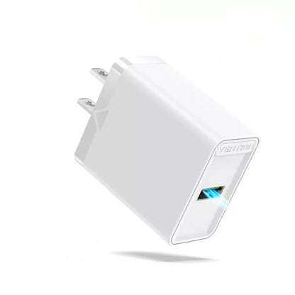 Vention 12W / 18W USB Single Port Fast Charge Wall Charger for Phone Tablet and Other Devices (US Plug) (Black, White) | FAA, FAB
