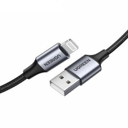 [CLEARANCE] UGREEN Lightning to USB 2.0 2.4A Quick Charge Charging Cable MFi Certified with 480Mbps Data Speed Aluminum Cased Tips (2M) | 60158