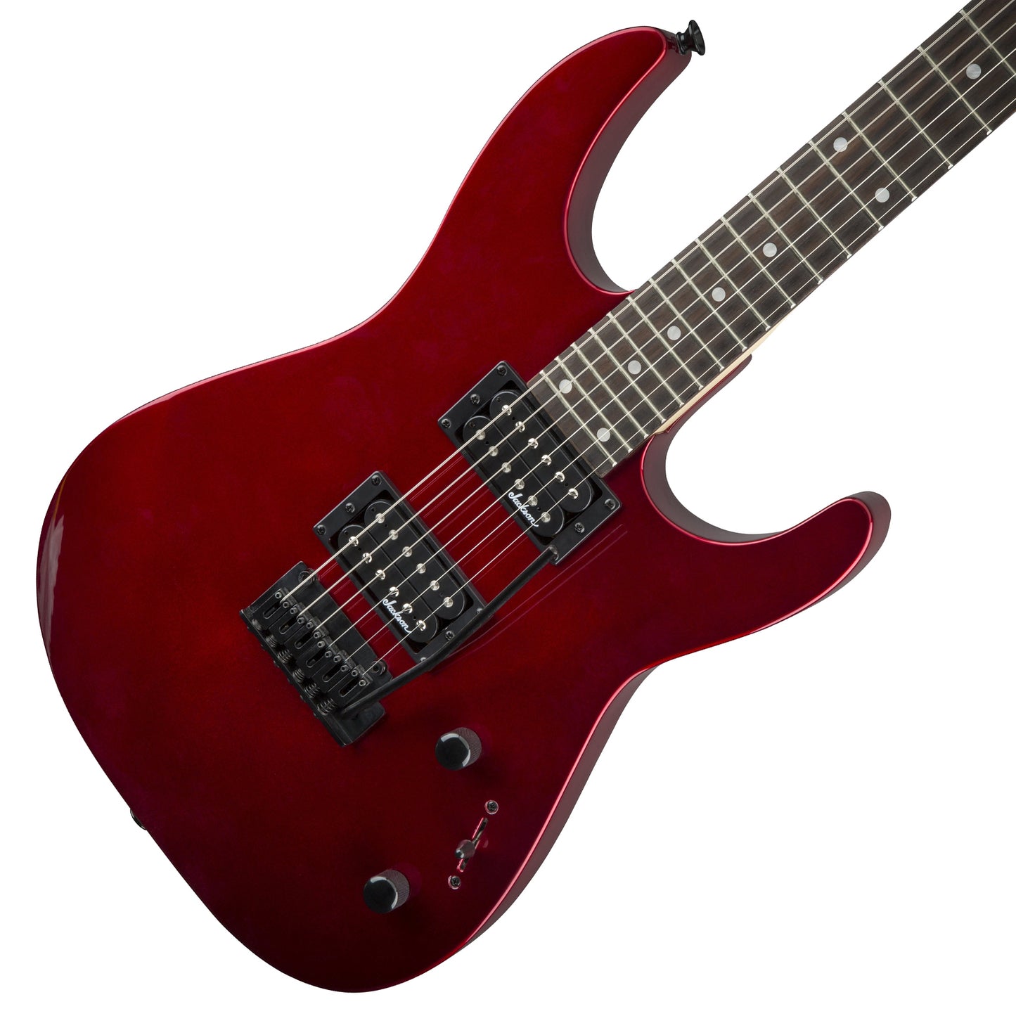 Jackson JS12 Dinky Solid Body Electric Guitar HH with 24 Frets, 2-point Fulcrum Tremolo, Gloss Finish (Blue, Red, White)