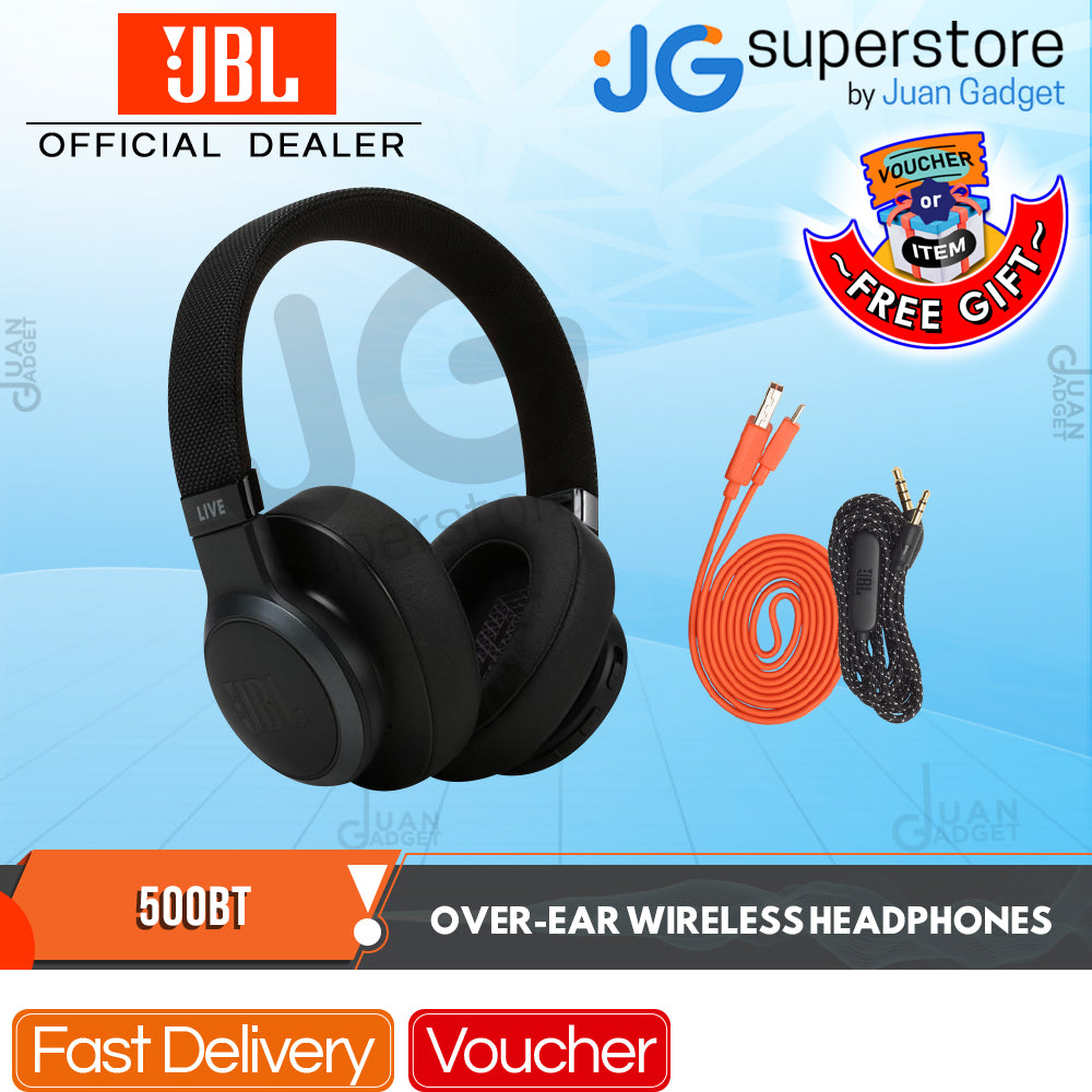 JBL LIVE 500BT Wireless Over-Ear Bluetooth Headphones Foldable 30h Playtime with Mic Ambient Aware TalkThru Wired Mode Multipoint Support