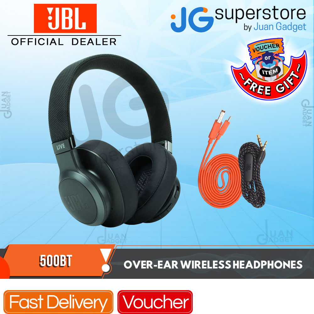 JBL LIVE 500BT Wireless Over Ear Bluetooth Headphones Foldable 30h Playtime with Mic Ambient Aware TalkThru Wired Mode Multipoint Support