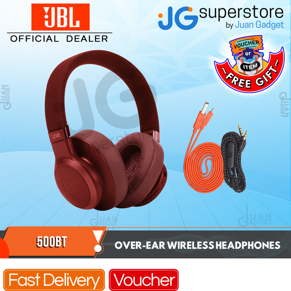 JBL LIVE 500BT Wireless Over-Ear Bluetooth Headphones Foldable 30h Playtime with Mic Ambient Aware TalkThru Wired Mode Multipoint Support