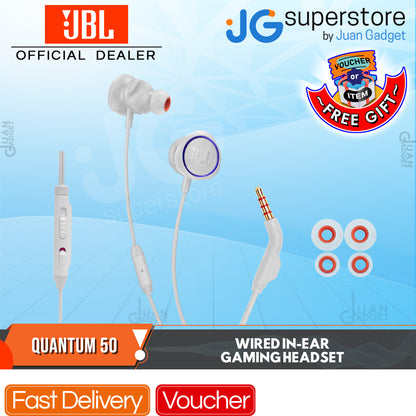 JBL Quantum 50 Wired In-Ear Gaming Headphones with Volume Slider and In-line Mic for Gaming Livestream