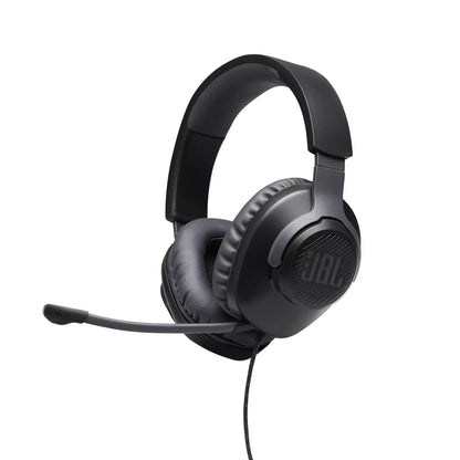 [CLEARANCE] JBL Quantum 100 Over-Ear Wired Gaming Headset with Detachable Microphone, Windows Sonic Spatial Sound Support, and Memory Foam Padded Earpads for PC, Mobile, and Consoles (Black)