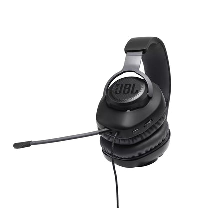 [CLEARANCE] JBL Quantum 100 Over-Ear Wired Gaming Headset with Detachable Microphone, Windows Sonic Spatial Sound Support, and Memory Foam Padded Earpads for PC, Mobile, and Consoles (Black)