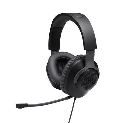 [CLEARANCE] JBL Quantum 100 Over-Ear Wired Gaming Headset with Detachable Microphone, Windows Sonic Spatial Sound Support, and Memory Foam Padded Earpads for PC, Mobile, and Consoles (Black)