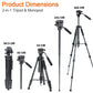 Jeifn by Zomei Q580 Professional Aluminum Camera Tripod with Detachable Monopod, 165cm Max Height, 5kg Load Capacity, Bubble Level Indicator for Photography