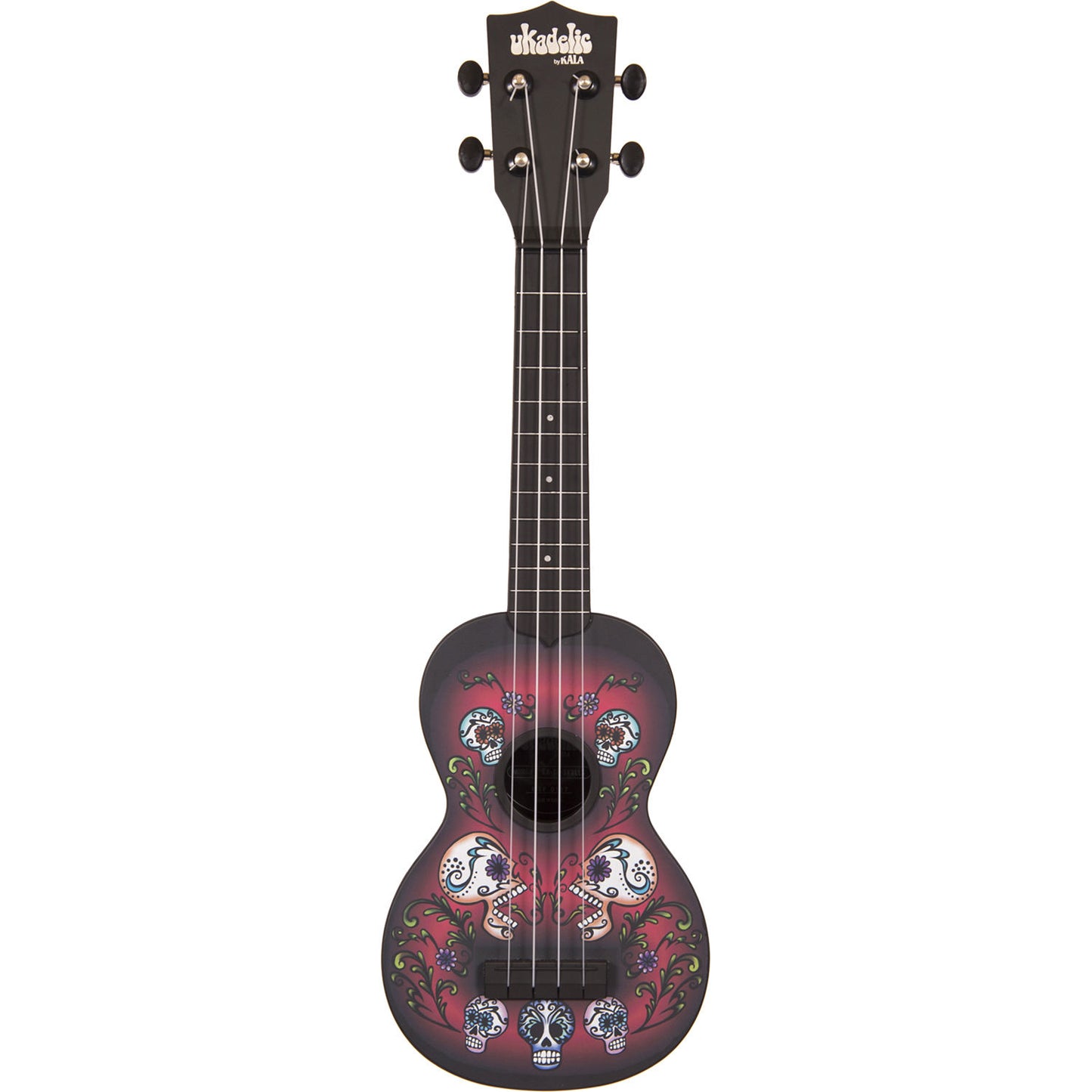 Kala Ukadelic Soprano Ukulele Water Resistant 4 String ABS Composite Plastic Artwork Guitar with 12 Frets KA-SU (Mehndi, Skulls, Sunset, Tiedye)