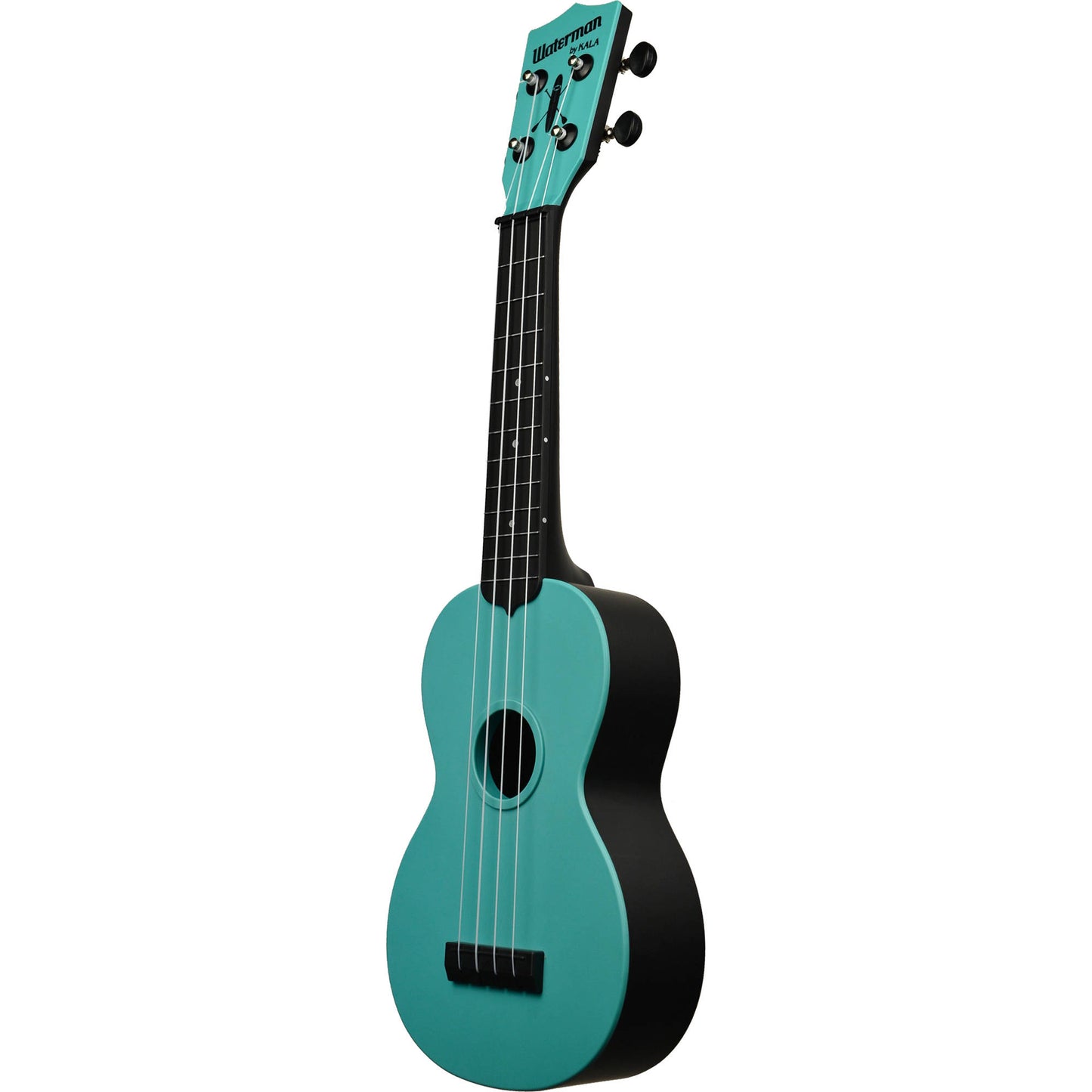 Kala Waterman Glow In The Dark Soprano Ukulele Water Resistant Composite 4 String Guitar with 12 Frets KA-SWG-BL (Aqua Matte)