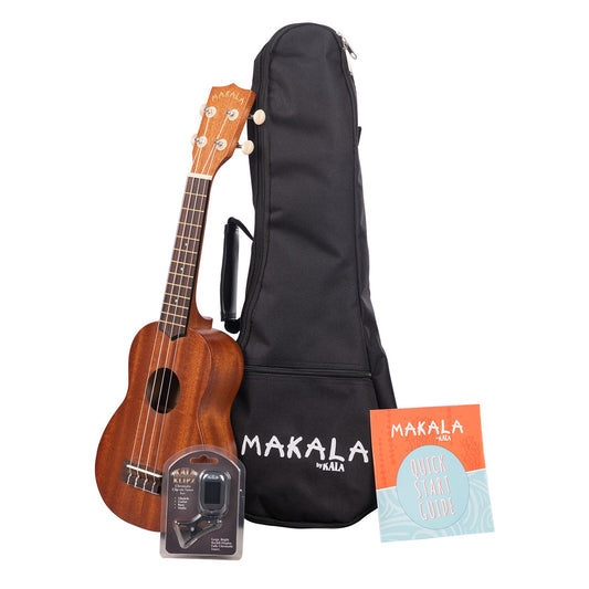 Makala by Kala Soprano Ukulele Package with Klipz Clip-On Tuner, Gig Bag, Instruction Pamphlet MK-S/PACK Satin Finish