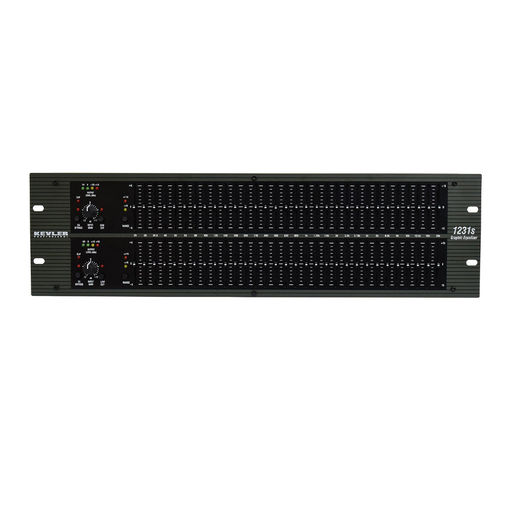 KEVLER 1231S Professional Dual 31 Band Graphic Equalizer Processor with 45mm Fader, LED Indicators, Direct Bypass Switch, RF Filter, TRS and 3-Pin XLR I/O and Barrier Strip