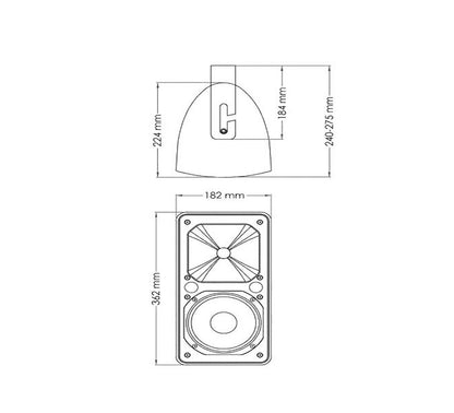 KEVLER AWS-106T 6.5" 200W 2-Way Full Range Passive Waterproof Wall Mount Speaker (PAIR) with 100V Multi TAP Function, Wall Mount Bracket for Large Rooms and Outdoor Use (Black, White) AWS-106TB AWS-106TW