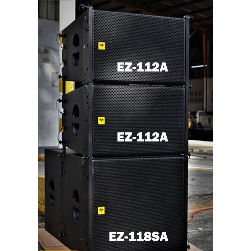 KEVLER EZ-112A 12" 700W + 100W Bi-Amp 2-Way Active Subwoofer Line Array Speaker System with XLR Line Input, SpeakOn Terminals, DSP Control and Flight Case for Concerts and Large Meetings
