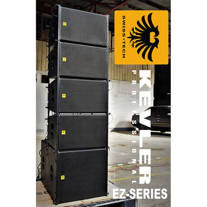 KEVLER EZ-112A 12" 700W + 100W Bi-Amp 2-Way Active Subwoofer Line Array Speaker System with XLR Line Input, SpeakOn Terminals, DSP Control and Flight Case for Concerts and Large Meetings