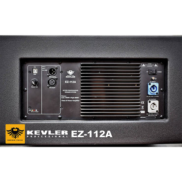 KEVLER EZ-112A 12" 700W + 100W Bi-Amp 2-Way Active Subwoofer Line Array Speaker System with XLR Line Input, SpeakOn Terminals, DSP Control and Flight Case for Concerts and Large Meetings