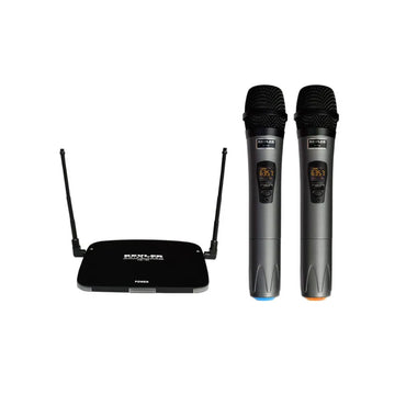 KEVLER PM-101 Dual Portable UHF Wireless Microphone with Detachable Antenna, LCD Display, 16 Selectable Frequencies and Button Control