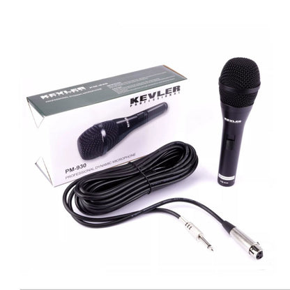 KEVLER PM-930 Professional Dynamic Hypercardioid Wired Microphone with Precision Crafted Design, 10-Meters Cable, 15Watts and 4 Ohms Impedance