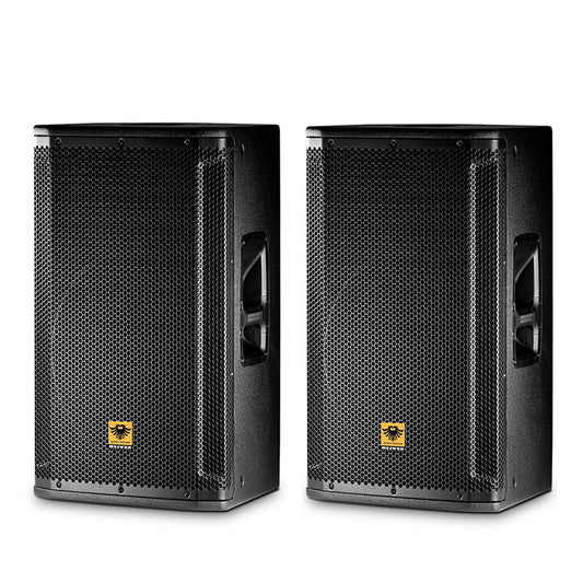 KEVLER SRX-815A 15" 600W 2-Way Bass Reflex Full Range Active Loudspeaker (PAIR) with Built-In Class D Amplifier, Tuner Knobs, XLR Line In/Out, 2 SpeakOn Terminals and Multiple Handles