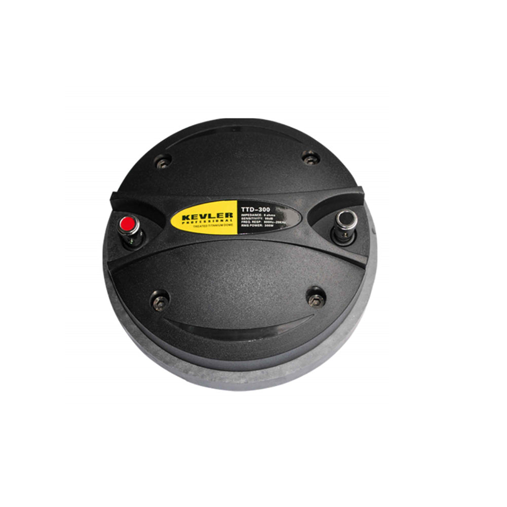 KEVLER TTD-300 300W Treated Titanium Dome Shape Compression Driver with 44mm Voice Coil and 1" Exit Throat for Speaker Output Feedback Reduction