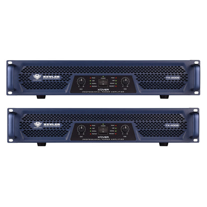 KEVLER TX Series 200W / 400W  X'Over Professional Class AB 2-Channel Bridgeable High Power Amplifier with Crossover Functions, Adjustable Frequency, Lowpass & Highpass Filter Switch | TX-200S, TX-400S