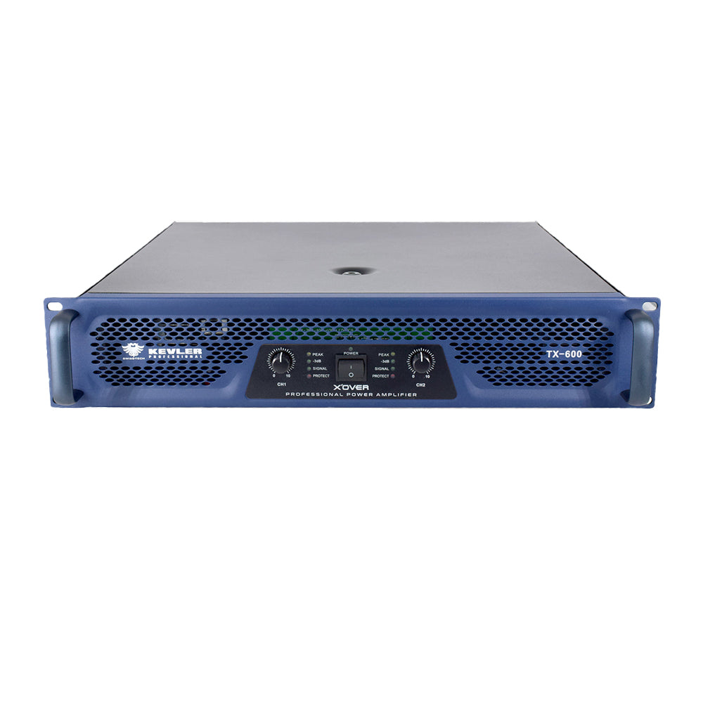 KEVLER TX Series 200W / 400W / 600W X'Over Professional Class AB/H 2-Channel Power Amplifier with Crossover Functions, Adjustable Frequency, Lowpass & Highpass Filter Switch