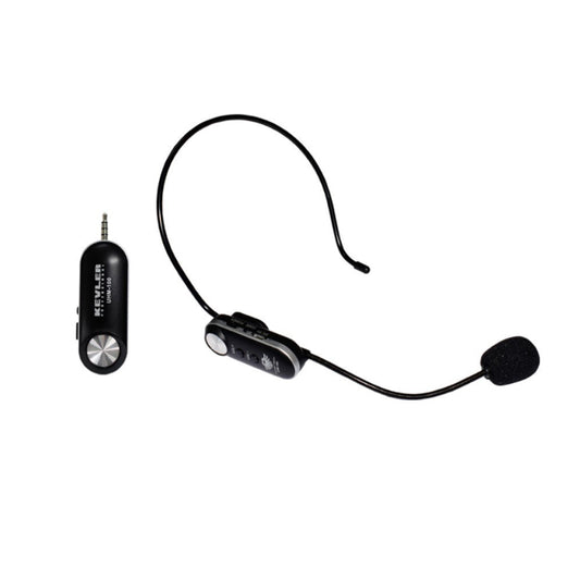KEVLER UHM-100 UHF Wireless 400mAh Rechargeable Headset Lapel Instrument Microphone with Receiver, 50Hz-15KHz Frequency Response and 20 Selectable Frequency